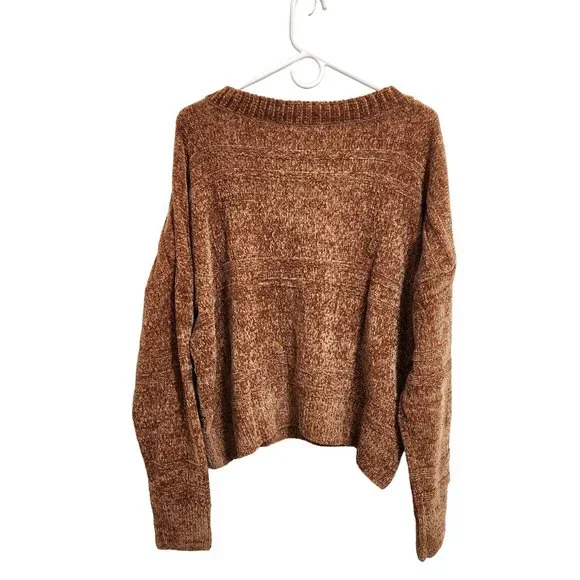 NEW SO V-Neck Cropped Gold Chenille Dropped Shoulder Sweater Size XXL - Picture 6 of 14